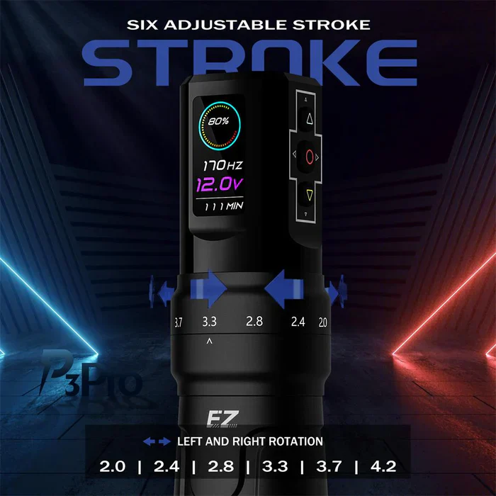 EZ P3 Pro Adjustable Stroke Wireless Battery Tattoo Pen Machine - Image 4
